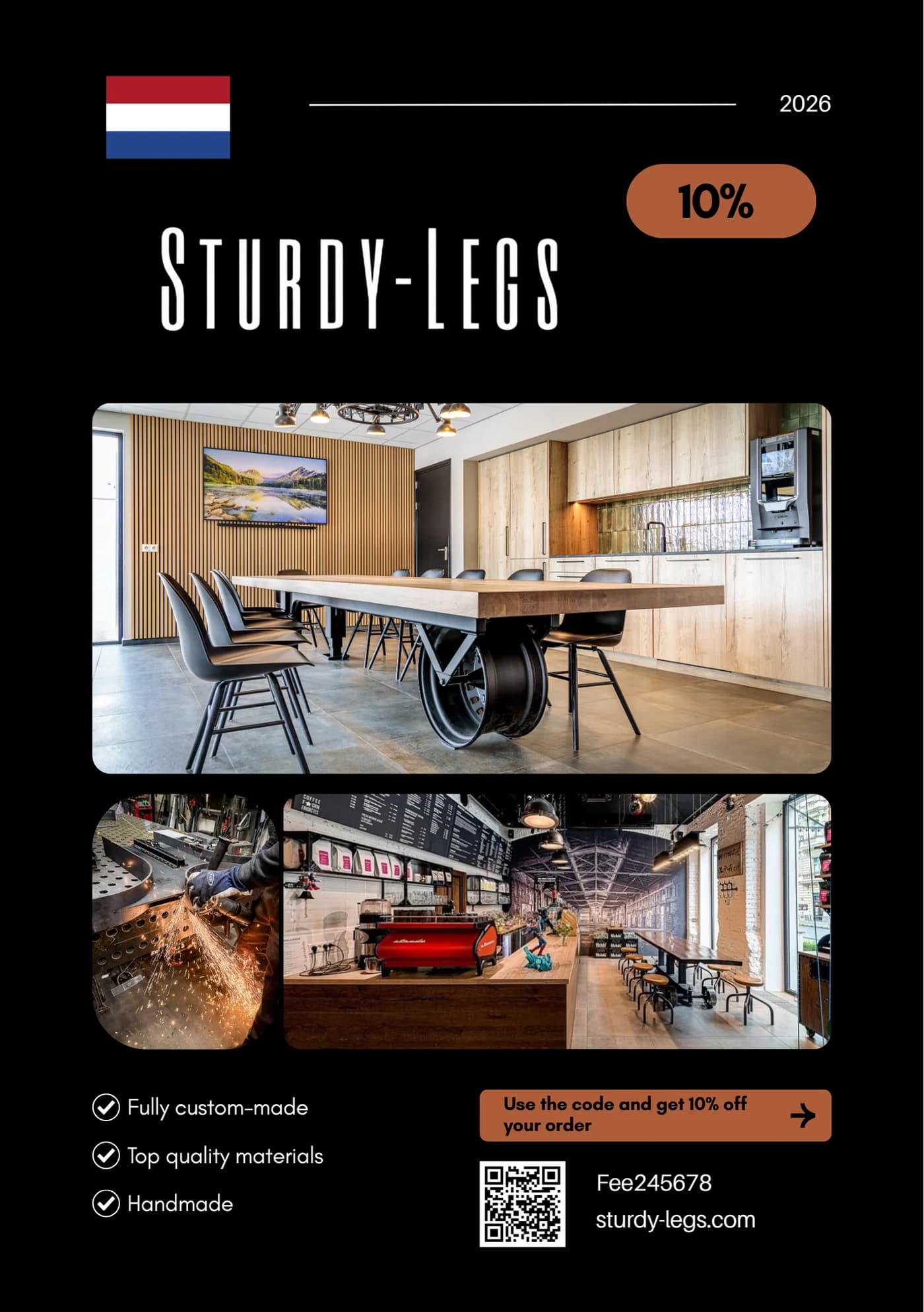 Flyer die we voor Sturdy Legs ontwierpen